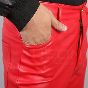 กางเกงหนังผู้ชายรุ่นล่าสุด ดีไซน์ OEM บริการสั่งผลิต กางเกงใส่สบาย ระบายอากาศได้ดี คุณภาพพรีเมียม ผ่านกระบวนการซัก - Product Image 4