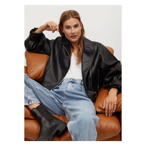 Giacca Oversize pelle nera da donna - Product Image 1