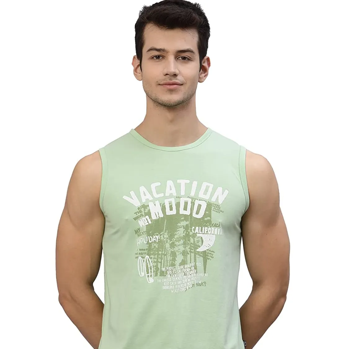 summer friendly sleeveless print t shirt for men