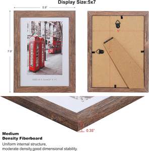 Lot de 10 cadres photo 5x7, ensemble de cadres photo en bois avec boîte de présentation, cadre photo en grain de bois brun antique de style rustique - Product Image 2
