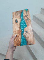Tabla de Queso de Resina Epoxi Natural, Arte Indio Exótico, Utensilios de Cocina de Madera de Acacia, Tabla de Cortar Rectangular Sostenible, Apta para Lavavajillas