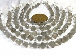 ลูกปัดพลอยมูนสโตนสีเทาเหลี่ยมเพชรพลอย19เม็ด6 "สาระ6.5-7มม. ลูกปัดพลอยมูนสโตนธรรมชาติ - Product Image 2