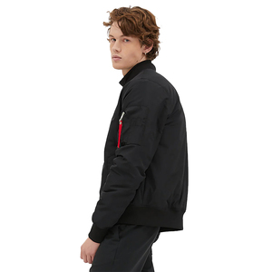 Streetwear Blouson aviateur homme tissu nylon couleur noire blouson aviateur épais surdimensionné avec deux poches et poche zippée sur les bras - Product Image 4