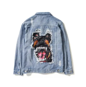 Chaqueta vaquera personalizada para hombre, chaqueta vaquera bordada de piloto de ocio de color sólido para hombre de alta calidad - Product Image 3