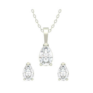 Parures de boucles d'oreilles pendantes en argent sterling 925 de qualité supérieure, forme poire, pour mariages - Product Image 1