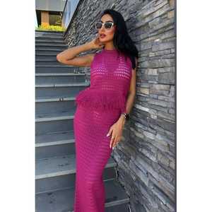 Openwork <b>Knit</b> <b>Set</b> 10086 with Tassel Detail Breathable Summer Feature - Product Image 2