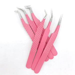 Pince à cils à pointe de fibre rose de marque privée à 90 degrés Outils en acier inoxydable avec logo personnalisé pour extensions de cils - Product Image 6