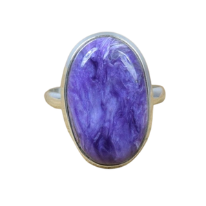 Tendance violet Charoite bague 925 en argent Sterling bague en pierres précieuses bijoux faits à la main juin pierre de naissance forme ovale cadeau pour anniversaire - Product Image 1