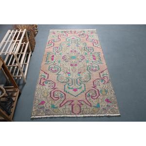 พรมตุรกี 3.4x6.6 ฟุต (104x202 ซม.) ลายสัตว์สีชมพู พรมวินเทจ - Product Image 1