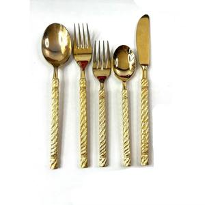 Juego de cubiertos de acero inoxidable de 5 piezas, ideal para la Mesa de la cocina, uso en fiesta en casa, cubiertos chapados en color dorado, mango elegante - Product Image 1