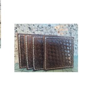 Ensemble de sous-verres en cuir avec support carré, sous-verres en pierre naturelle pour Bar et maison au meilleur prix - Product Image 2