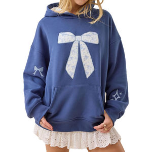 Nouvelle mode en gros, sweat-shirts pour femmes 100% coton, polaire épais, coupe ample, broderie de lettres, style streetwear, respirant, GK - Product Image 1