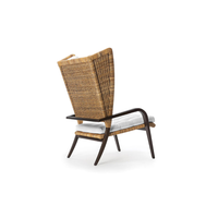 Fauteuil Bergeère 1939 en teck massif tressé en rotin, finition naturelle, résistant à l'eau, pour hôtel, salon, parc