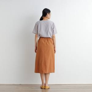 Casual A-Line Pleated Midi <b>Skirt</b> 100% Cotton <b>Elastic</b> <b>Waist</b> Loose Fit Summer Flared Design - Product Image 2
