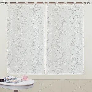 Hot sell small curtain 2 pieces set plum blossom print pattern kitchen cafe office curtains
