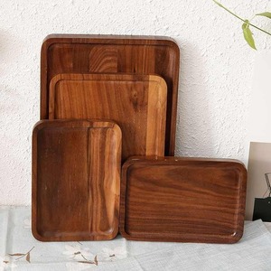Bandeja de madera de nogal para servir alimentos bandeja rectangular para té café plato de madera - Product Image 3