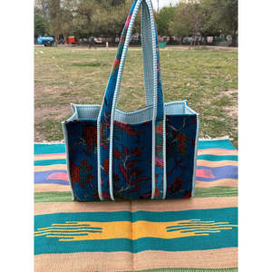 Bolsa de Mano Grande Reversible Acolchada de Terciopelo y Algodón, Estilo Boho, Ecológica, Resistente, para Compras, Playa y Fines de Semana, Color Ocre - Product Image 3