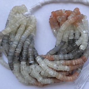 6mm 8mm Natural Multi melocotón blanco gris piedra lunar piedra preciosa facetada Heishi cuentas hebras para mayorista proveedor de fábrica en línea - Product Image 3