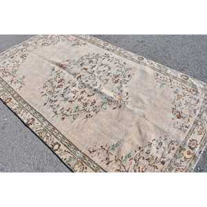 Turkish Rug, 5x8.6 ft Vintage Rug, <b>Brown</b> Green Persian <b>Wool</b> Rug - Product Image 4