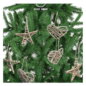 Más barato personalizado regalo de Navidad presente bola madera árbol de Navidad ratán colgante bola ornamento tallado rústico decoración de Navidad - Product Image 5