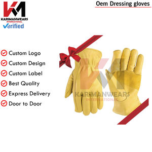 Gants de travail en cuir de vachette renforcé pour hommes, avec patchs de paume durables, couleur beige large, 1129L, protection à usage intensif - Product Image 1