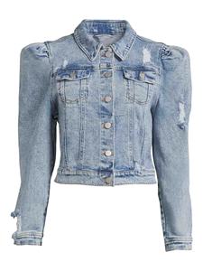 Ropa informal de moda para mujer, ropa de calle, chaqueta vaquera de manga abombada recortada, venta al por mayor - Product Image 5