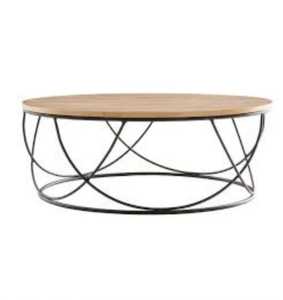 Table centrale rectangulaire de style moderne avec pieds en bois et en métal pour salon, bureau, école, hôtel et extérieur - Product Image 6