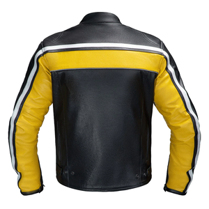 Legacy Men's Racing Motorbike Jacket Soft Cowhide Leather CE-Certified <b>Protectors</b> Windproof Custom Yellow Black Color Scheme - Product Image 2