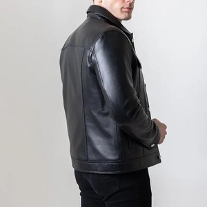 Classic Genuine Leather Coated Long <b>Thin</b> Stand Collar Custom Design 100% Premium Quality <b>Men's</b> <b>Jacket</b> - Product Image 5
