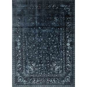 Alfombra Aalam Azul de Lana y Seda Anudada a Mano Pae-6155, Diseño Floral Abstracto para Hogar, Habitación de Adolescentes, Rectangular, Hecha a Mano, para Pasillo, Estilo Patchwork - Product Image 1