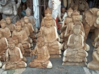 Bouddha en bois poli Bali Sculpture bouddhiste religieuse gravure complexe maison Art cadeau fabriqué signe décoratif artisanat en boîte