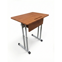 Bureau d'étudiant moderne à double bras réglable en hauteur, en mélaminé et structure métallique thermolaquée, idéal pour hôtel, chambre et école - Meilleure vente