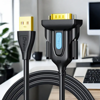 DTECH kabel adaptor USB ke RS232 DB9 jaket PVC kabel seri Video kabel Printer 1.5M
