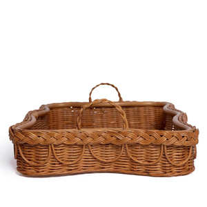 Boho-chic Rattan Butler Tray Mesas Conveniente bandeja de servicio de ratán con asas - Product Image 5
