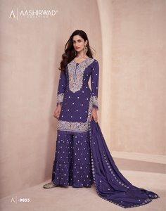 Último diseñador Dola hilo de seda bordado secuencia trabajo Sharara traje por Fab Zone - Product Image 3