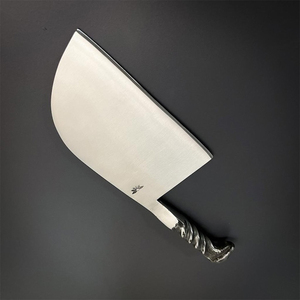 Hecho a mano de alta calidad de acero al carbono forjado completo Tang Nakiri cuchillo de carnicero mango rodante con Funda de cuero - Product Image 6