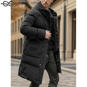 Abrigo largo acolchado de invierno para hombre, chaqueta gruesa y cálida con capucha, cierre de cremallera, elegante Parka para nieve, clima frío, comodidad, moda - Product Image 2