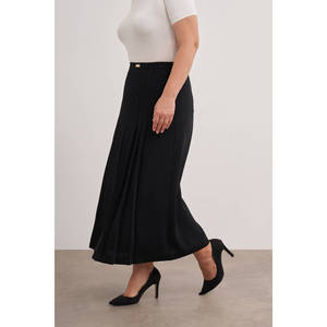 <b>Black</b> Knitted Wrap <b>Skirt</b> with Floral Embroidery and Belt - Product Image 5