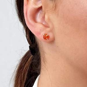 Boucles d'oreilles en pierre de soleil brute de 5 à 7mm faites à la main en plaqué argent bijoux en pierres précieuses naturelles pour femmes cadeau - Product Image 5