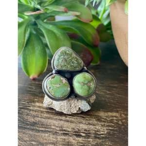 Bague pour homme Ella Peters en argent sterling avec turquoise dorée Sonoran, style bohème, idéale pour le quotidien, taille 5.5, avec pierres naturelles - Product Image 1