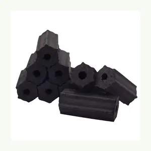 high quality machine-made Briquette hard wood black charcoal sawdust bbq charcoal hexagonal