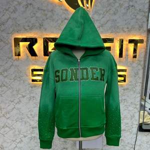 Sweat à Capuche avec Fermeture Éclair et Bouffant Noir de Qualité Supérieure à la Mode Veste à Fermeture Éclair en Strass Lavage à l'Acide Vintage Hommes Polaire à Capuche Streetwear - Product Image 6