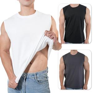 Noir blanc sans manches pur coton hauts T-shirt pour hommes grande taille décontracté été formation t-shirts mâle course t-shirts homme T-shirt - Product Image 6