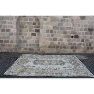 <b>Vintage</b> Turkish <b>Rug</b> 6.8 X 10.1ft Large Area Classic Beige Wool Patchwork Design Rectangle Hallway Pattern Latex for Room Decor - Product Image 4