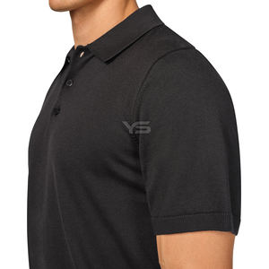 Polo de golf respirant pour hommes Bas côtelé Style jersey décontracté Motif solide avec option multicolore - Product Image 6
