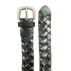 Premium Black <b>Braided</b> Leather Waist Strap Belt Adjustable Woven Sports Outdoor Casual Fashion Waist <b>Accessory</b> with Metal Buckle - Product Image 1