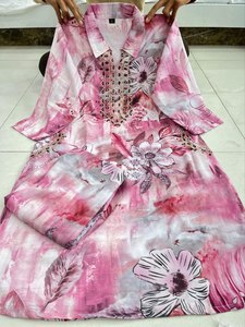 Unity Luxure Premium Soft Rayon Floral Printed <b>Kurti</b> with Embellished Neckline - Product Image 3