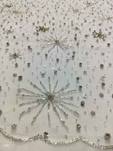 Tela de Lentejuelas y Cuentas, Vestido de Lujo con Bordado, Encaje Bordado, Tela de Tul, Fiesta Nigeriana, Se Aceptan Diseños Personalizados, Decorado con Cuentas - Product Image 4