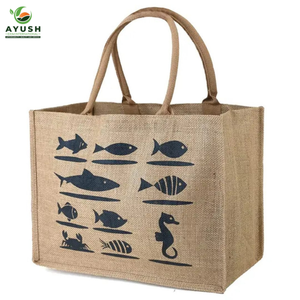 Bolsas de compras reutilizables personalizadas hechas de yute y algodón 100% natural, bolsas de tienda personalizadas para mercados y centros comerciales - Product Image 5