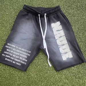 Pantalones cortos de hombre de algodón puro 100% de peso pesado lavado con ácido Vintage con estampado de abullonado y logotipo personalizado, pantalones cortos informales de malla sublimada - Product Image 3